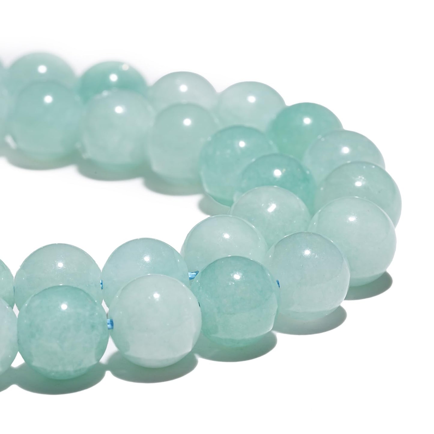 8mm Natural Cyan Angelite Gemstone Beads Polished Round Smooth Stone Beads for Bracelets Jewelry Making 15inch Loose Beads