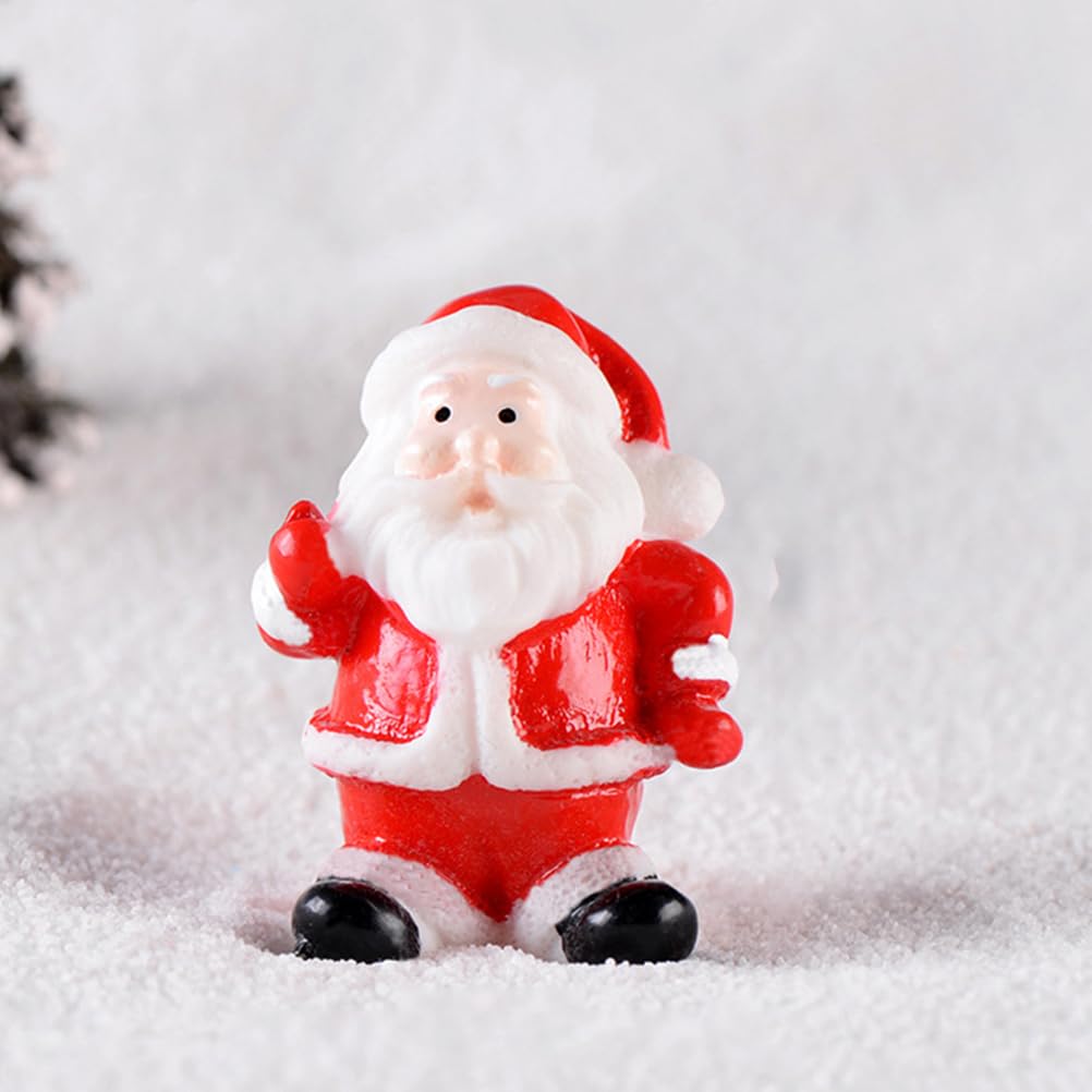 LOGOFUN 20PCS Mini Santa Claus Figurines Miniature Christmas Figurines Mini Resin Santa Claus Decorations for Xmas Party Supplies - Ramdon Style