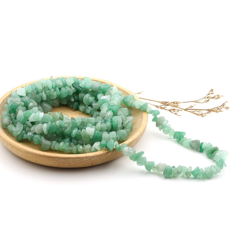 31 inches Chip Stone Loose Gemstones Beads Drilled Strand for Jewelry Making Bracelet Necklace Earrings Crafts (Green Aventurine)