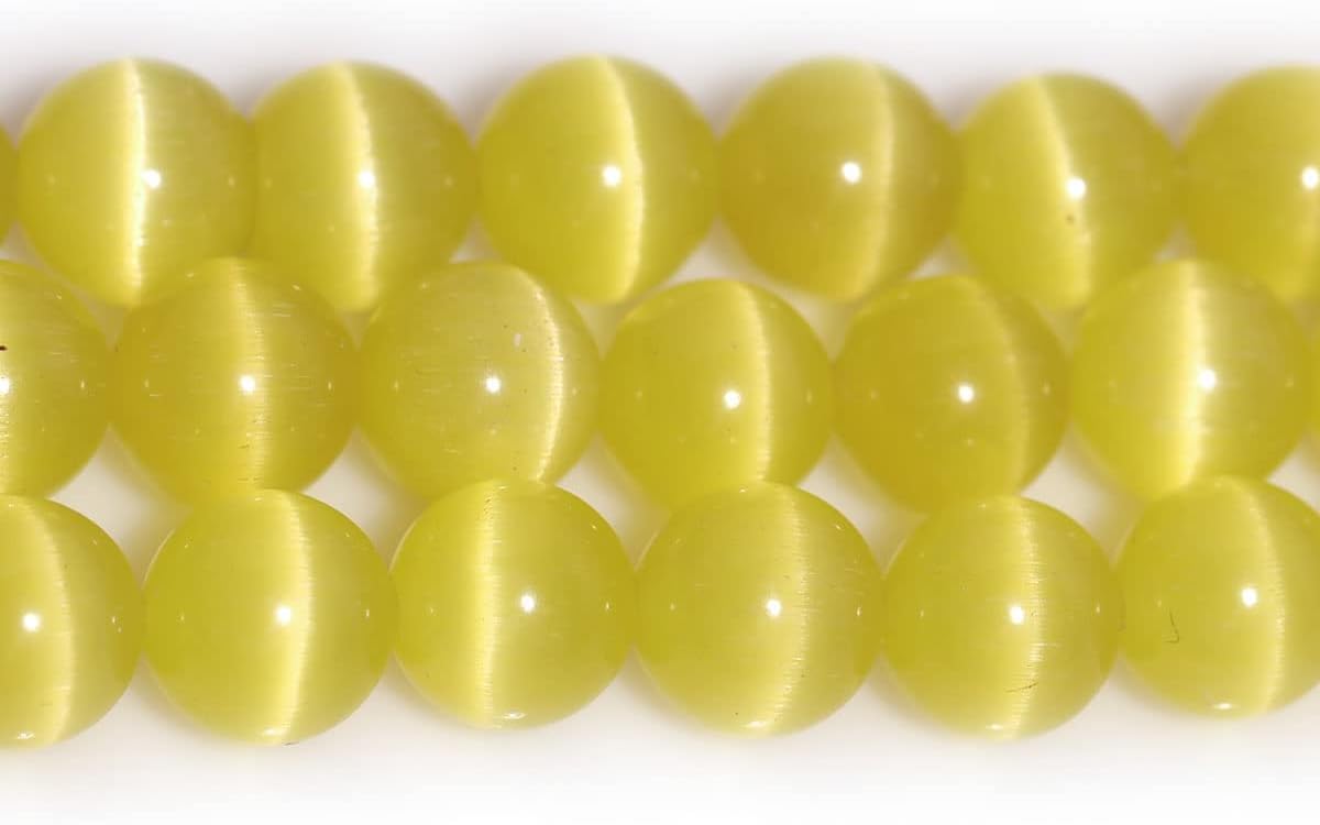 HAAMIIQII 45pcs 8mm Yellow Cat Eye Beads Round Loose Gemstone Beads for Jewelry Making Strand 15 Inch