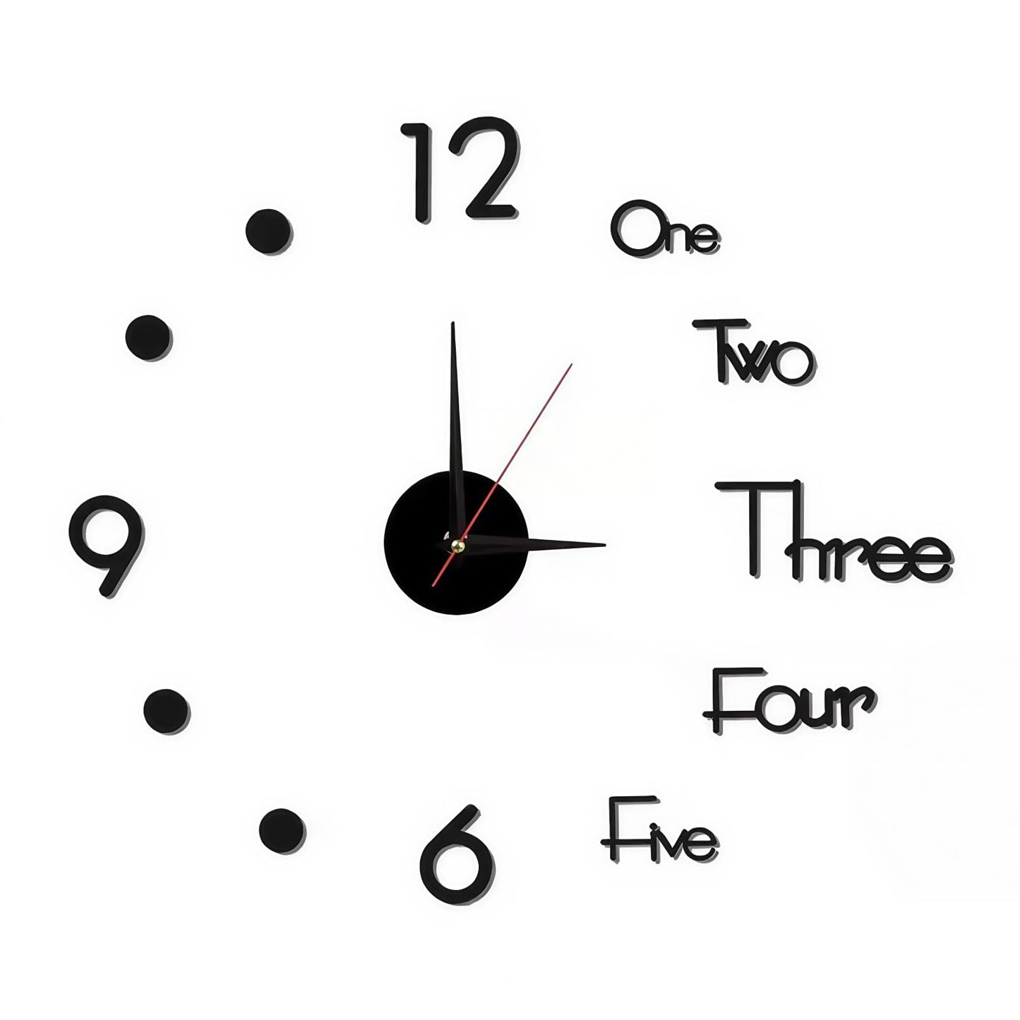 YJHWLF 3D DIY Wall Clock, LuminousFramelessSilent Living Room Dining Room Simple 3D Wall Sticker Wall Clock Creative Luminous DIY Acrylic Punch-Free Quartz Clock (15.8IN)