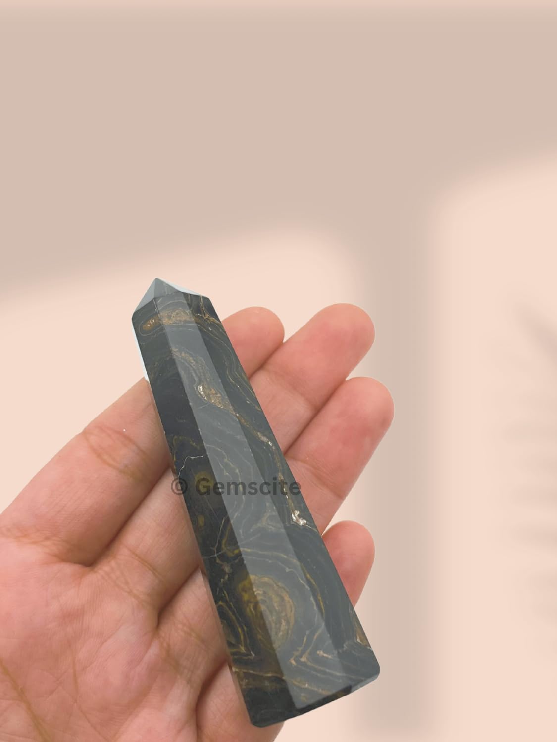 WholesaleGemShop 3 Inch (70 mm) Gemstones Stromatolite Obelisk Tower Jumbo Facet Aura Rock Crystal Natural Polished Earth Wand Spirit