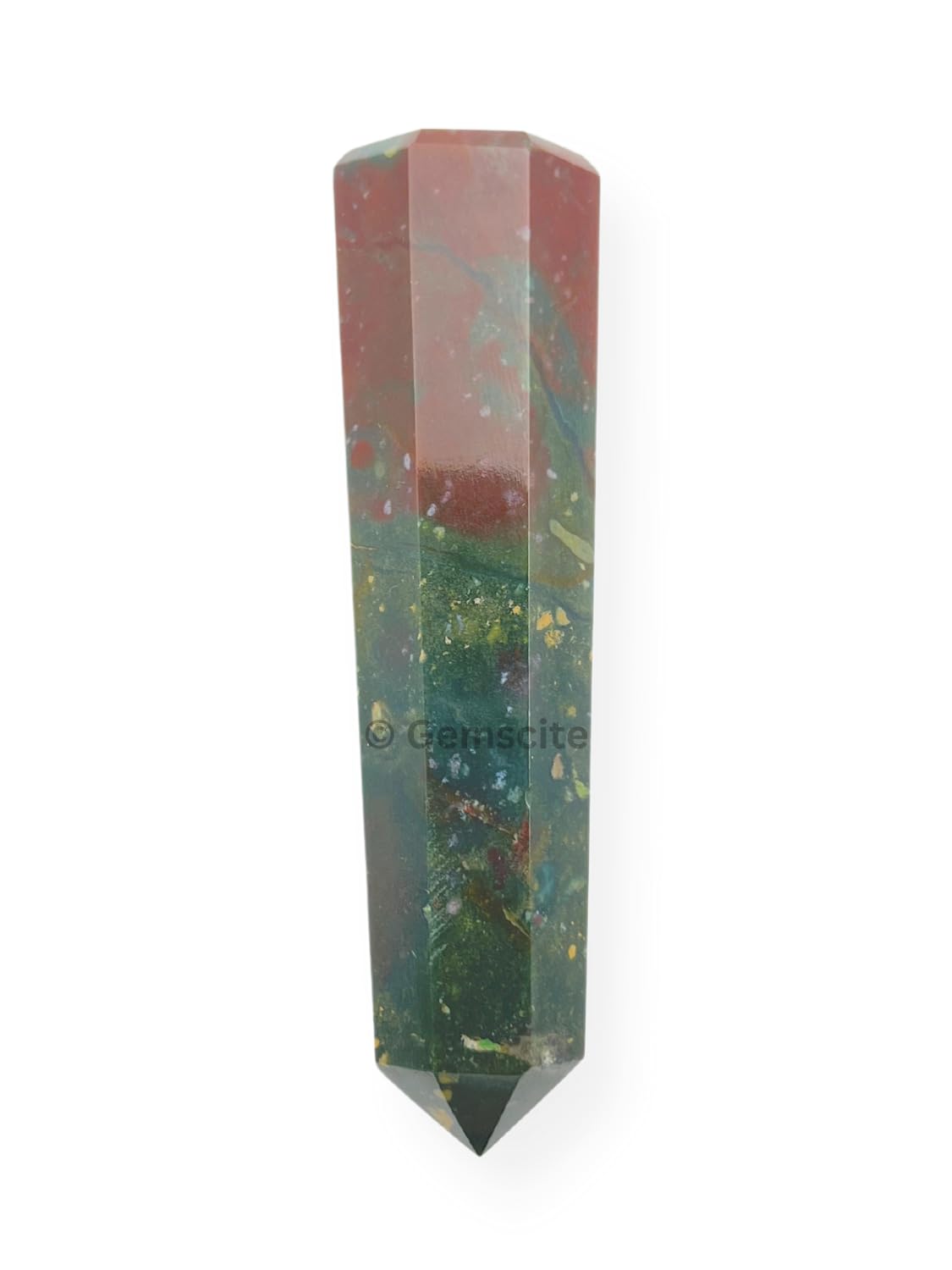 WholesaleGemShop 3 Inch (70 mm) Bloodstone Gemstones Obelisk Tower Jumbo Facet Aura Rock Crystal Natural Polished Earth Wand Spirit