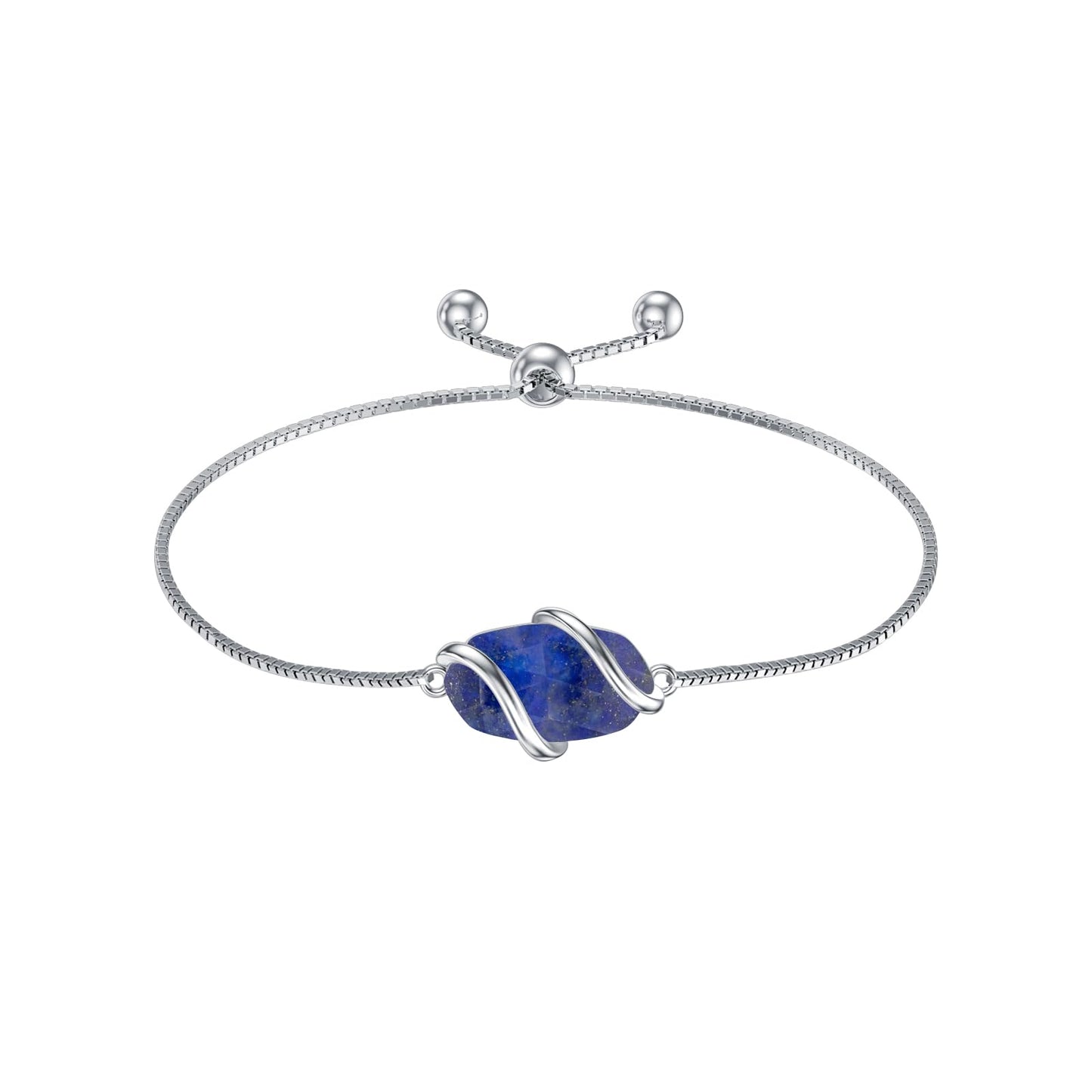 HPQQ Lapis Lazuli Bracelet for Women 925 Sterling Silver Lapis Jewelry Gemstone Bracelet Birthday Mothers Day Gifts for Mom Wife