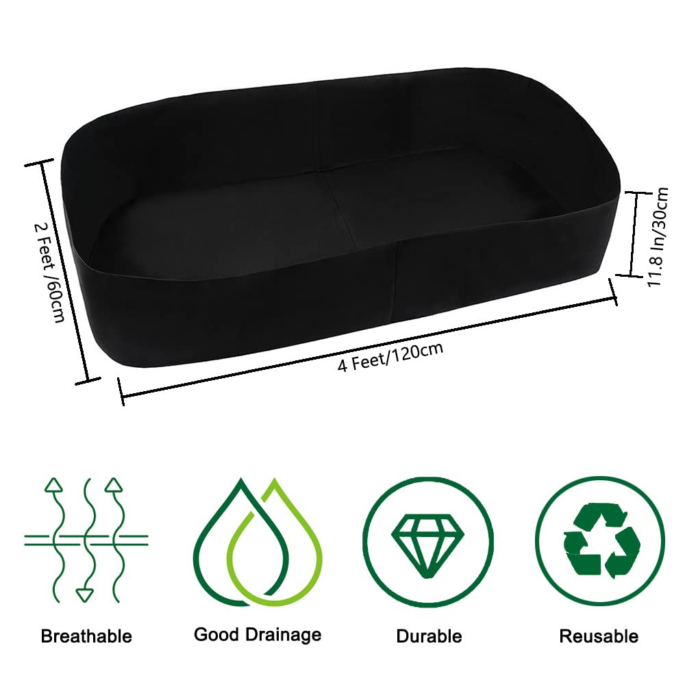 Feitore Fabric Raised Garden Bed, 2ft x 4ft Garden Grow Bags Planting Bed Rectangle Garden Containers for Vegetables Plants Flowers Outdoor