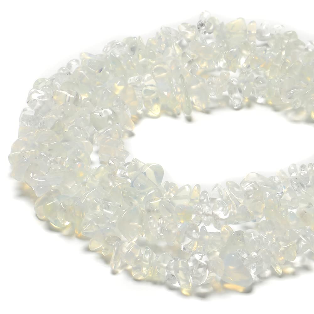 PLTbeads Gemstone Chips Natural Opalite 3-5mm Healing Crystals Waist Bracelets Necklace Kit Irregular Stone DIY Crafts Design Jewelry Making Approxi 32 inch