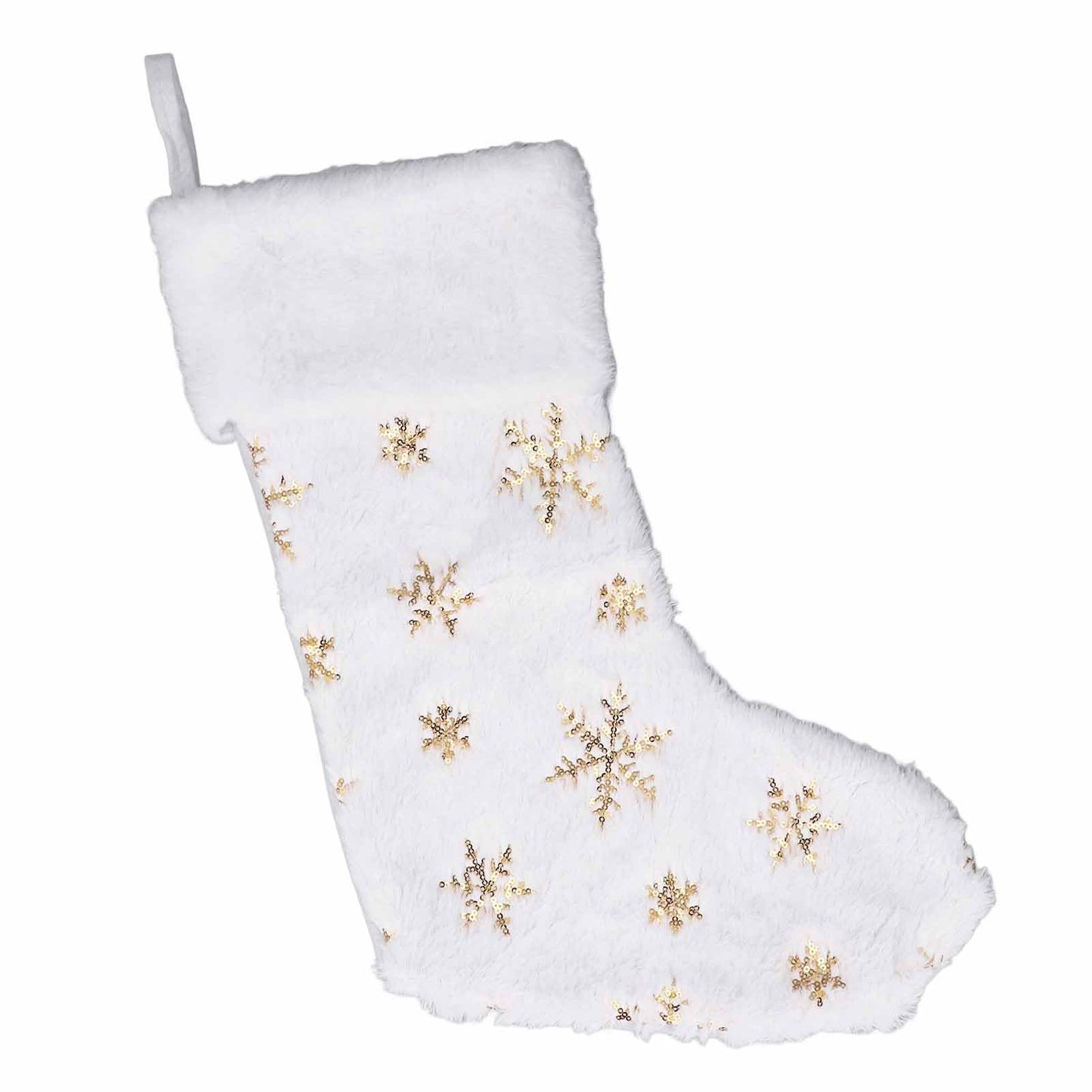 Pongnas Christmas Stocking with Gold Sequins & Snowflake Embroidery Oversized Holiday Ornament for Fireplace,Family Xmas Decor