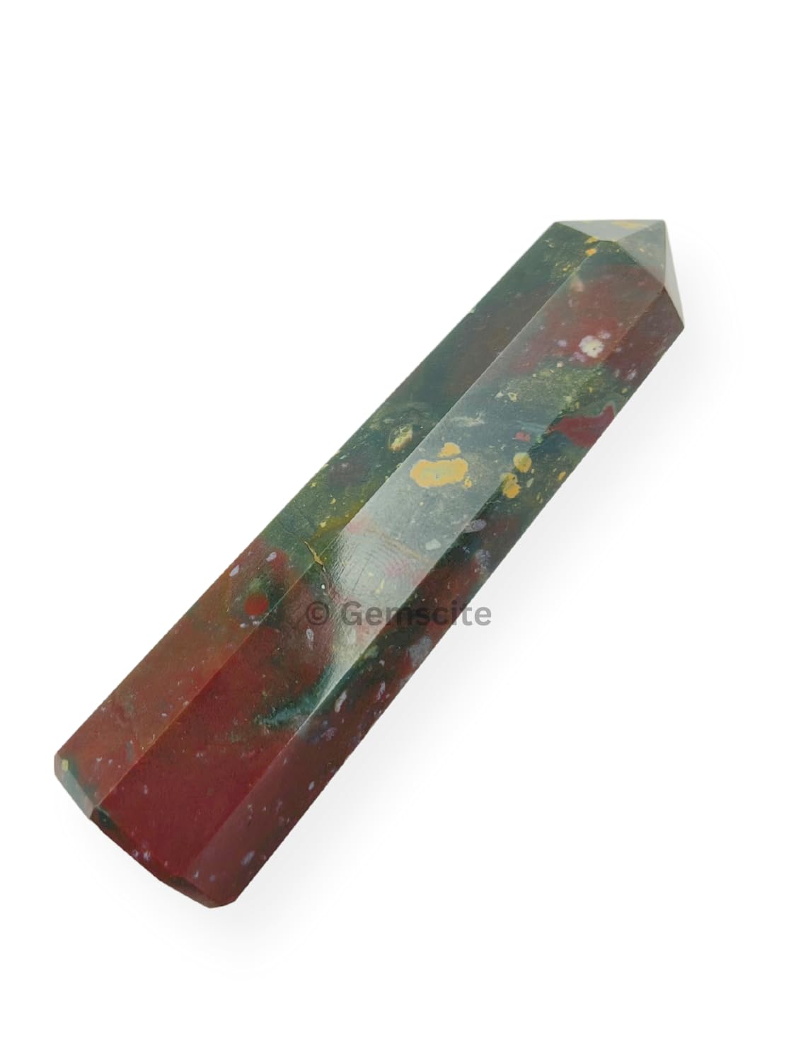 WholesaleGemShop 3 Inch (70 mm) Bloodstone Gemstones Obelisk Tower Jumbo Facet Aura Rock Crystal Natural Polished Earth Wand Spirit