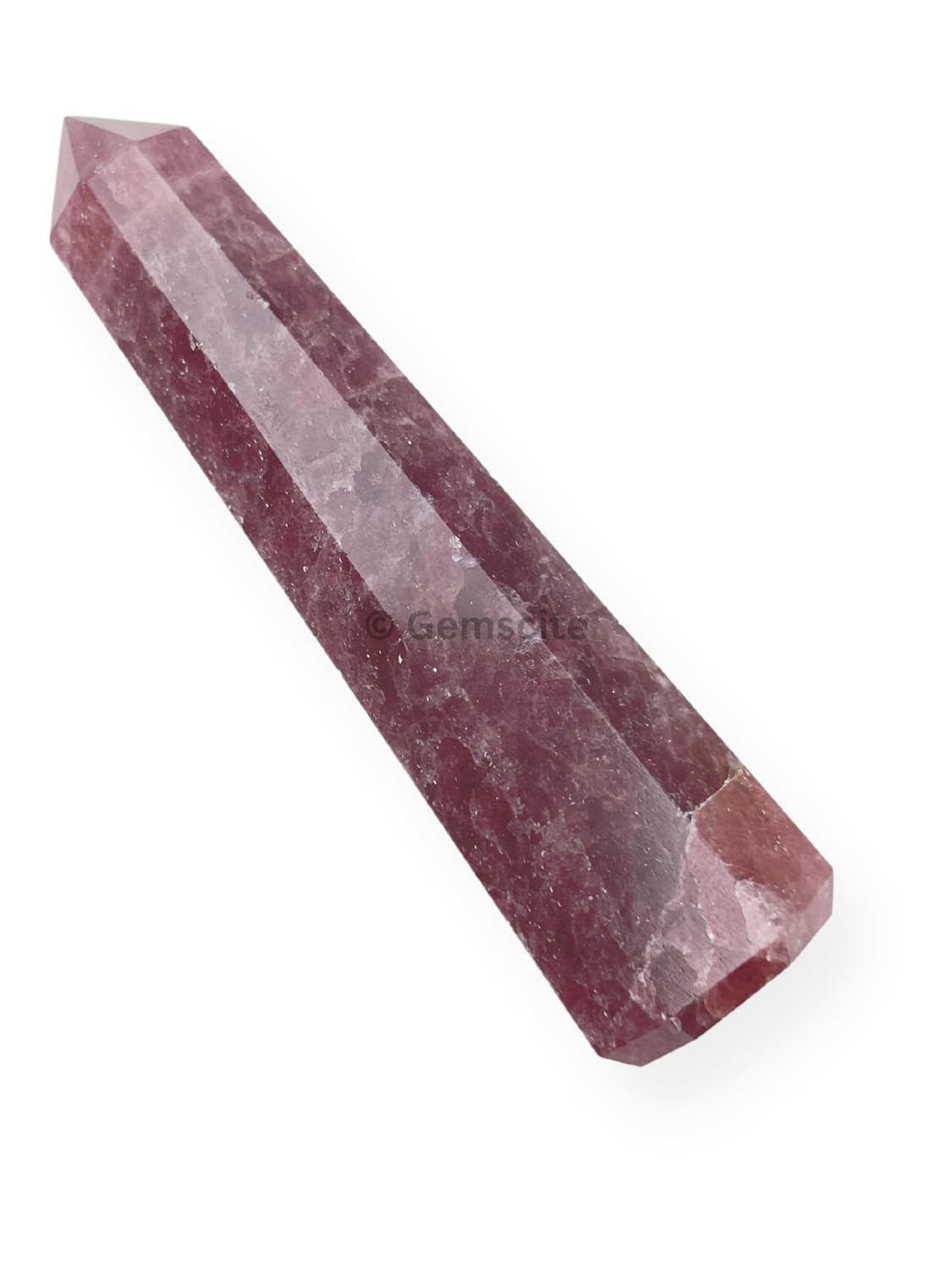 WholesaleGemShop 3 Inch (70 mm) Gemstones Strawberry Quartz Obelisk Tower Jumbo Facet Aura Rock Crystal Natural Polished Earth Wand Spirit