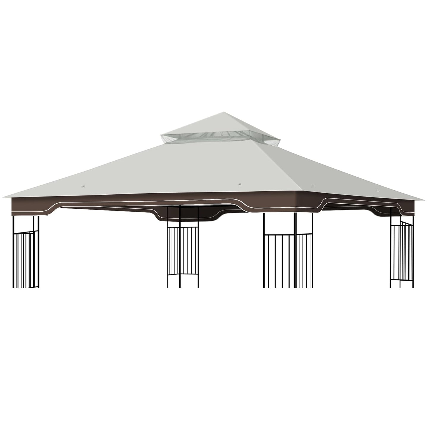 Replacement Gazebo Canopy, 10 x 12 FT Durable Outdoor Roof Cover – Fits Regency II Patio Gazebo L-GZ798PST, A101004104, A101004105 (Light Gray)