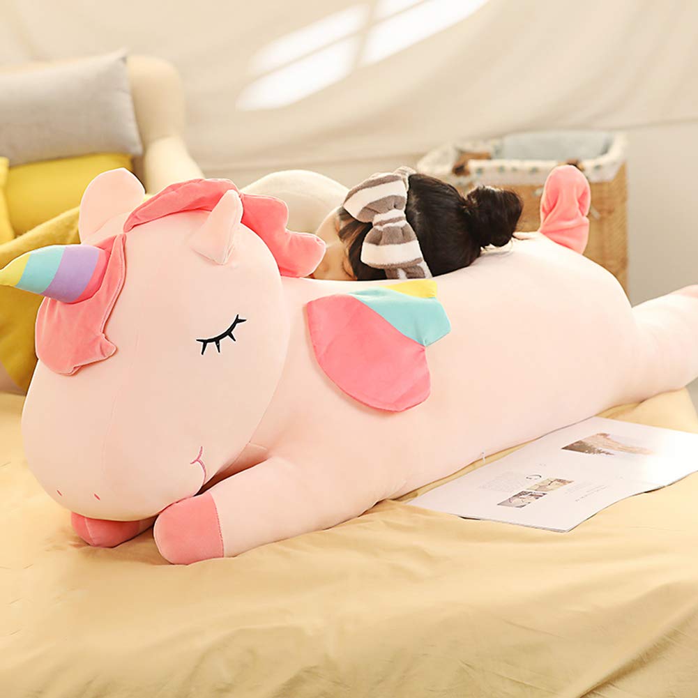 hitoshe Unicorn Plush Hugging Pillow, Big Unicorn Stuffed Animal Body Pillow Toy Gifts for Kids, Valentine, Christmas (Pink, 51.1 in)