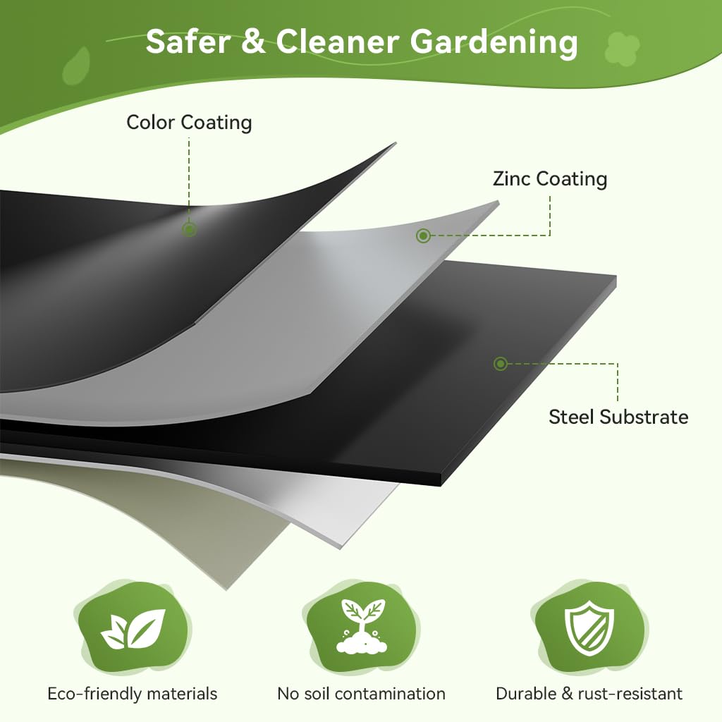 COMHOMA 3 Pack Round Raised Garden Bed 2x2x1ft,Galvanized Metal Planter Box Kit for Outdoor Gardening,Vegetable Flower Herb Growing Beds with Gloves Tools,Black