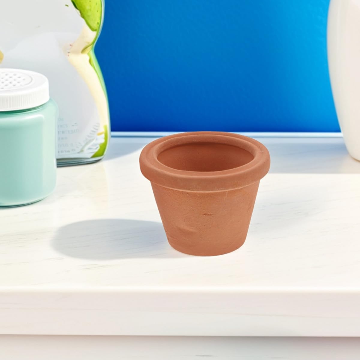SHINEOFI 3pcs Mini Ceramic Succulent Planters Natural Terracotta Small Pots for Indoor Cactus Herbs Compact Desk Shelf Window Sill Decor Nordic Home Office Accents