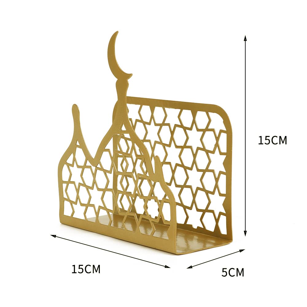 PTYQU Eid Mubarak Decorations,Ramadan Kareem Paper Towel Holder Metal Paper Napkin Tissue Table Decor for Ramadan Gifts
