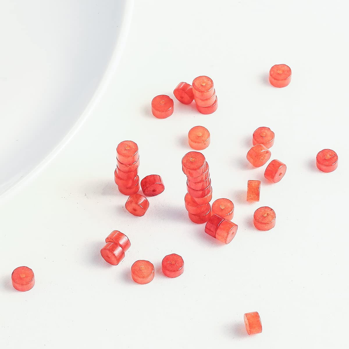 Natural Red Agate Stone Spacer Beads 6x3mm 38cm/str Flat Round Loose Semi Gemstone Caps for Making Bracelets Necklace