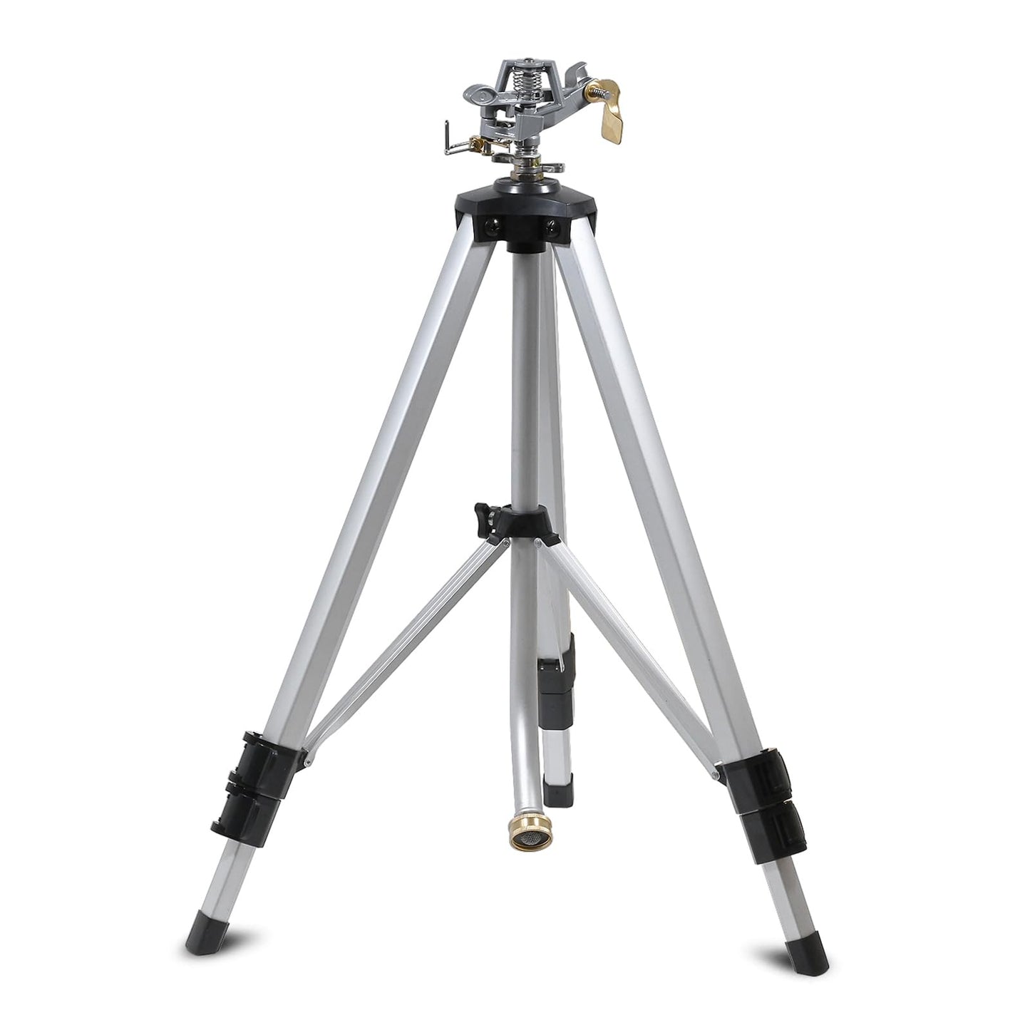 YAMATIC Tripod Impact Sprinkler, Adjustable 21–50 in Lawn Sprinkler with Metal Pulsating Head, Up to 90 ft Spray Distance, 360° Coverage for Large Yard, Garden & Landscape Watering