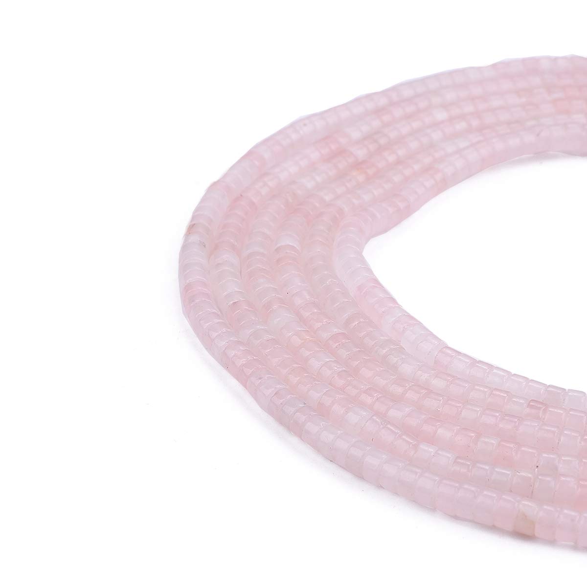BEADIA Natural Rose Quarts Crystal Spacer Beads Caps Loose Semi Gemstone for Beading Jewelry Making 4mmx2mm 38cm