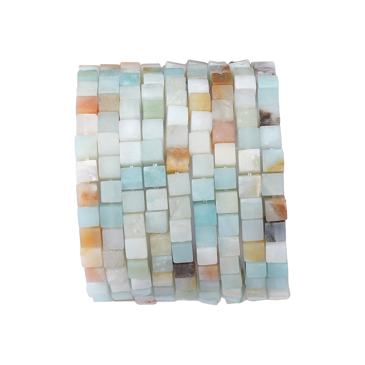 BEADIA Natural Amazonite Square Stone Beads 4x4mm 85pcs Cube Loose Semi Gemstone Beads for Jewelry Making Design