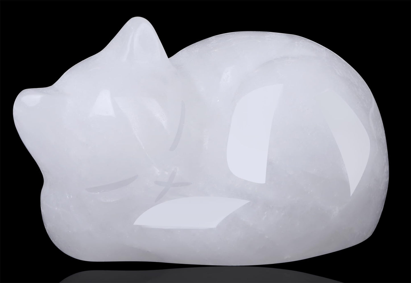 YATOJUZI 2" Cat Decor Figurines Clear Quartz Crystals Sleeping Cats Decor Hand Carved Cute Crystal Animal Statues Decors Room Home Office Desk Decorations Cat Gifts for Women