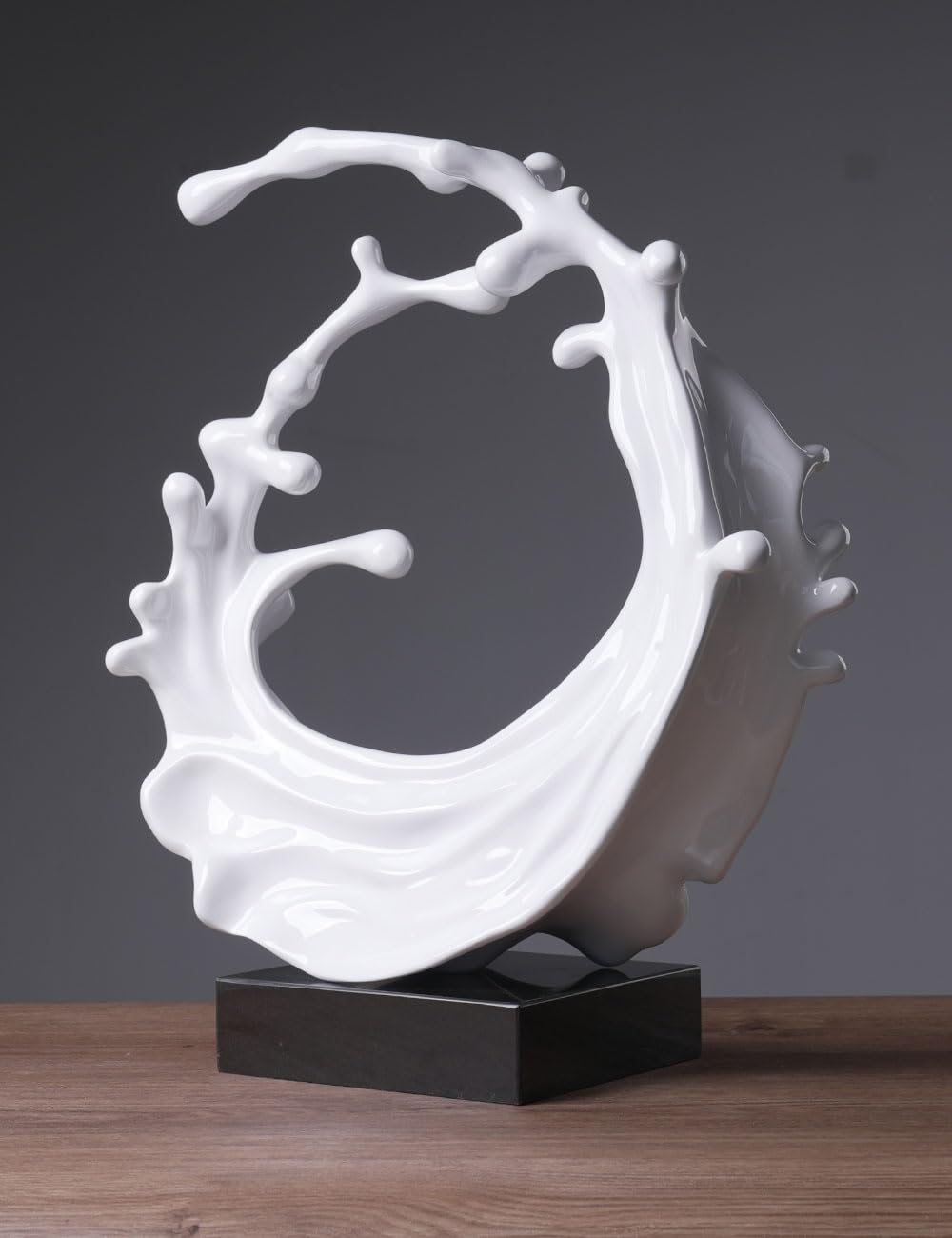 NENBOLEC Abstract Sculpture Decor Modern Art Gift Sea Wave Figurine Table Centerpiece Statue for Living Room Bedroom Office White 16.5 Inch