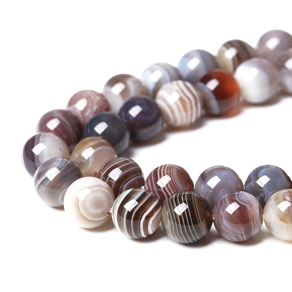 10MM 36PCS AAA Natural Botswana Sardonyx Agate Gemstone Beads for Jewelry Making Crystal Energy Stone Healing Power DIY Bracelet Necklace 15" (Botswana Sardonyx Agate, 10mm)