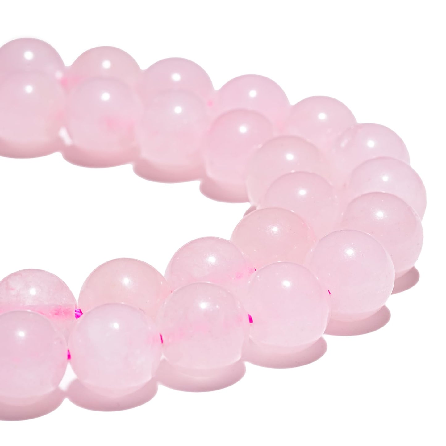 8mm Natural Rose Quartz Gemstone Beads Polished Round Smooth Stone Beads for Bracelets Jewelry Making 15inch Loose Beads