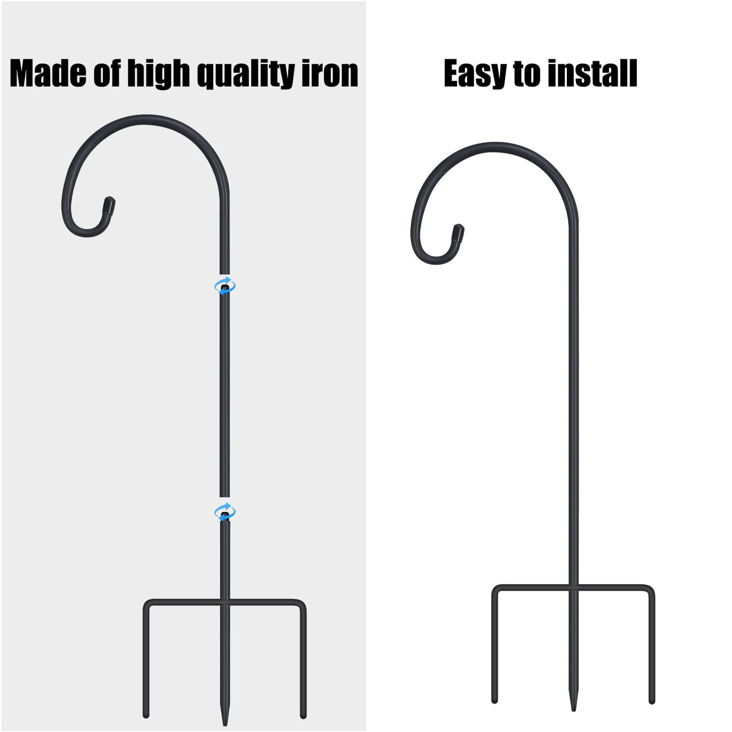 FEED GARDEN Adjustable 32 Inch Shepherd Hooks Rust Resistant Steel Shepard Hooks for Outdoor Hanging Lanterns, Bird Feeders, Solar Lights, Weddings Decor 8 Pack