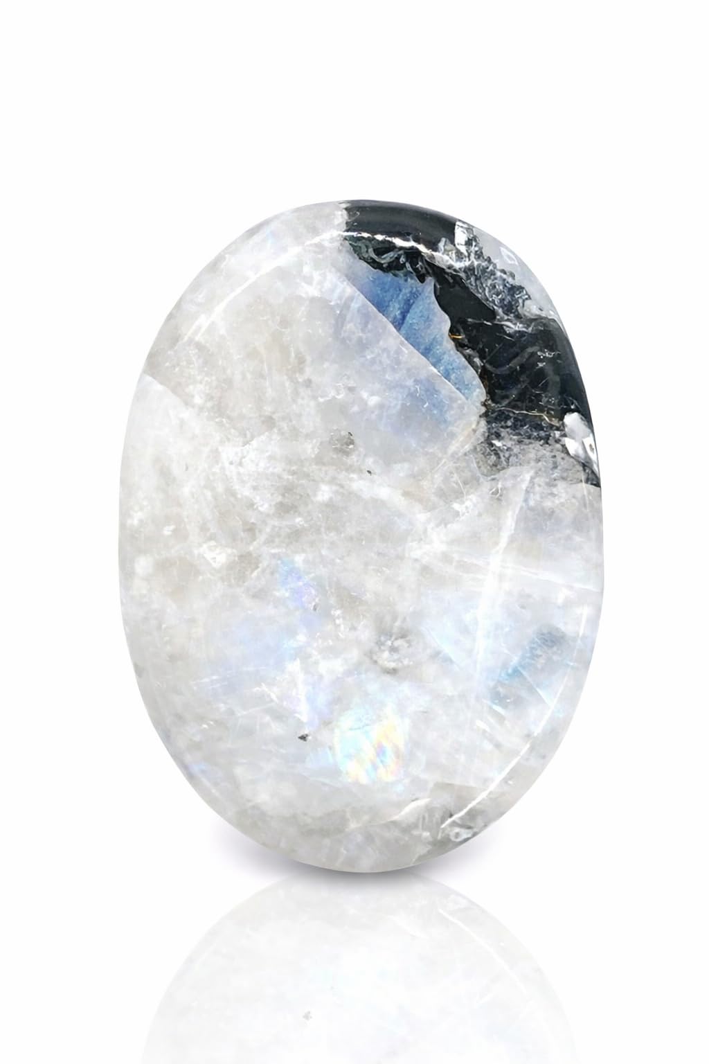 Wholesalegemshop Rainbow Moonstone Thumb Worry Stones Metaphysical Gemstone Crystal Healing Reiki Men Women Gift FENG Shui Positive Energy Love Wellness Palm Stones Wicca Powerful