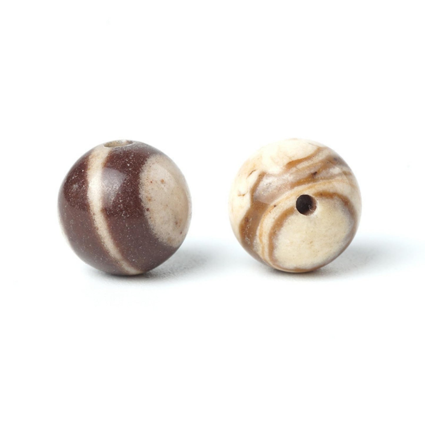 100Pcs Natural Stone 6mm Australia Zebra Round Loose Gemstone Energy Healing Beads Hole Size 1mm DIY Smooth Beads for Bracelet Necklace Earrings Jewelry Making