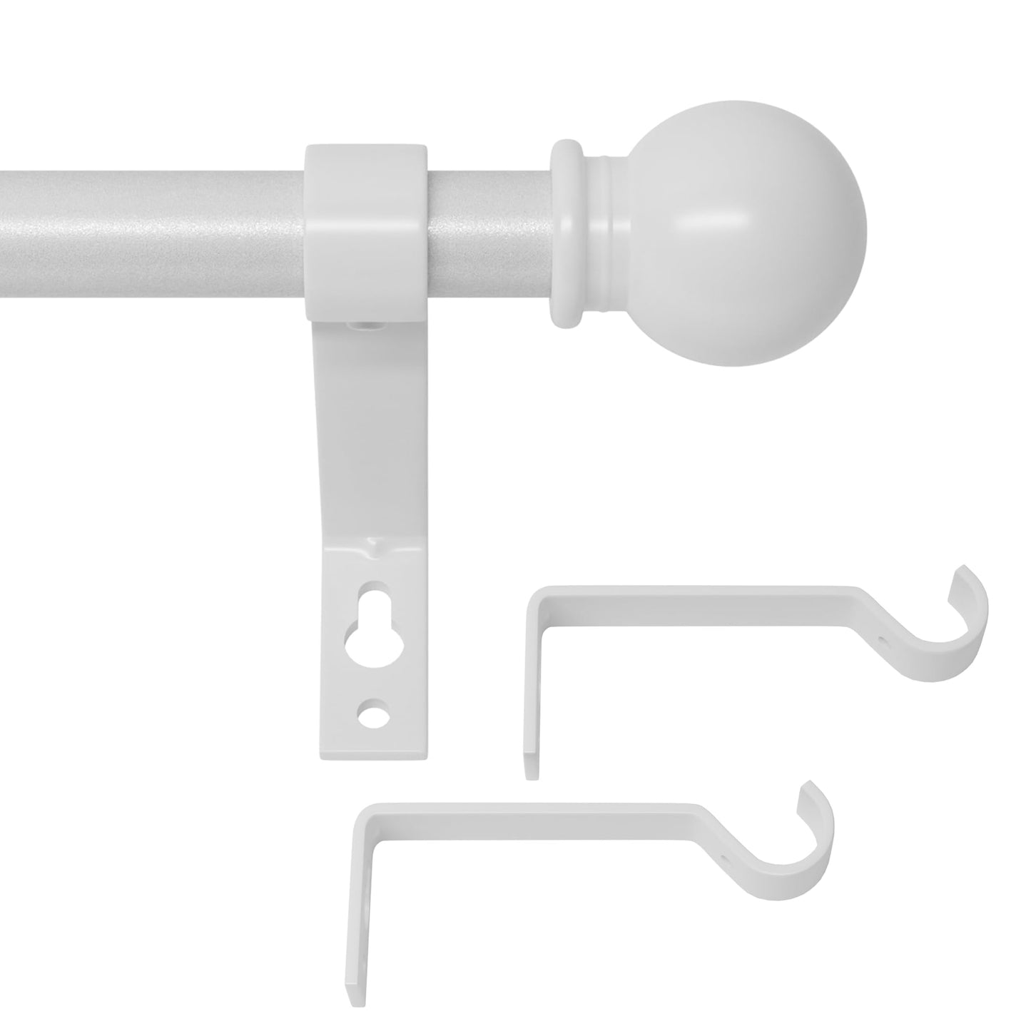 White Curtain Rods for Windows 28 to 48 Inch, Heavy Duty Curtain Rod Set with Brackets, Decorative Adjustable Curtain Rods for Bedroom, Living Room, 5/8" Metal Drapery Rod