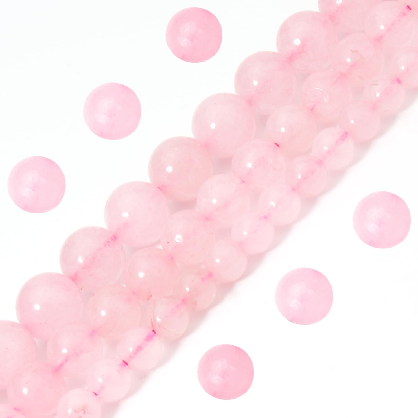 Siomia 60pcs 6mm Natural Rose Quartz Gemstone Beads Energy Healing Crystal Round Loose Stone Beads for Jewelry Making, DIY Bracelets Necklaces