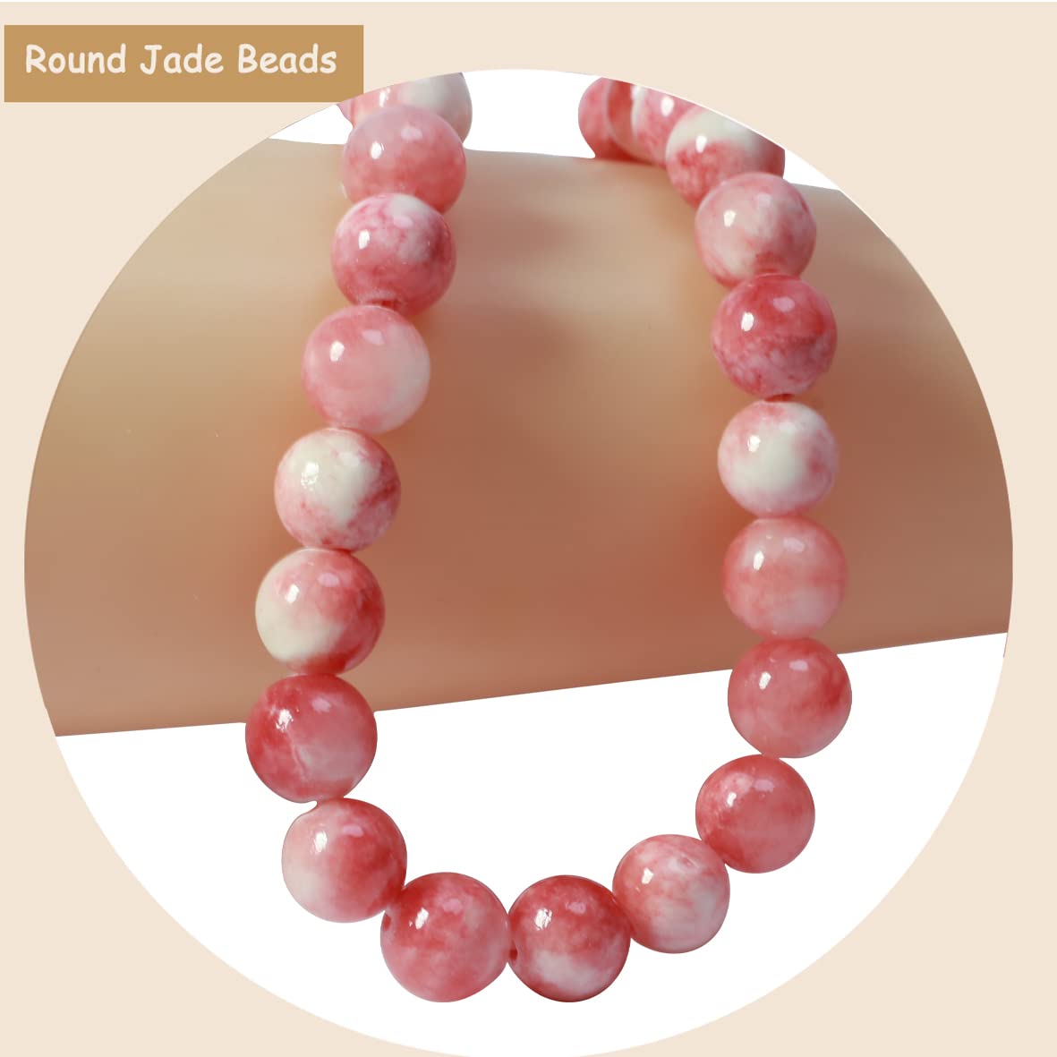 ZHFMLY 10mm Natural Persian Jade Beads, Red Colorful Dyed Healing Crystal Round Loose Stone Beads for Jewelry Making, DIY Bracelets Necklaces, Chakra Energy Craft Supplies One Strand