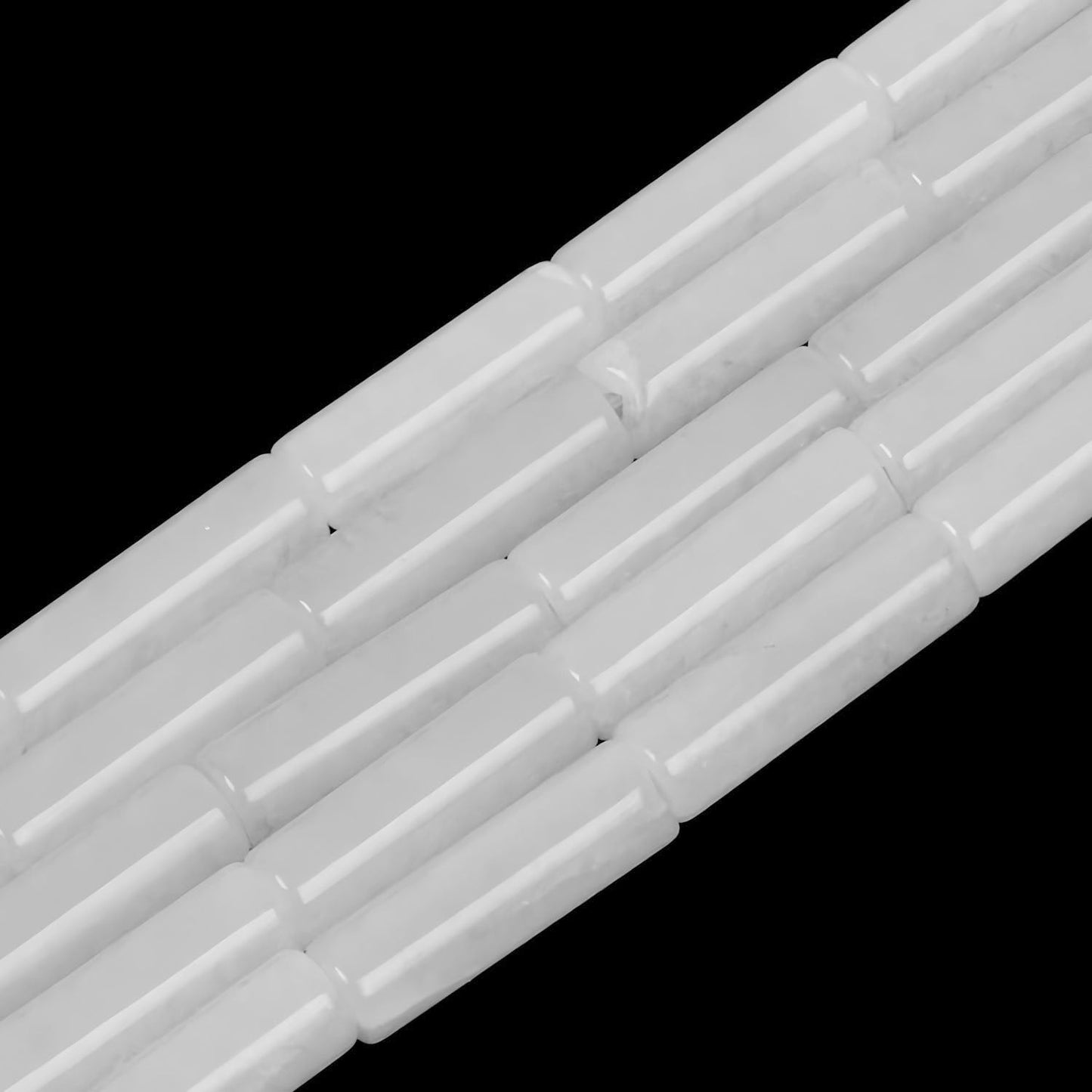 HAAMIIQII Natural White Jade Tube Beads 13x4mm Column Stone Cylinder Gemstone Loose Beads for Jewelry Making Strand 15 Inch (28-29pcs)