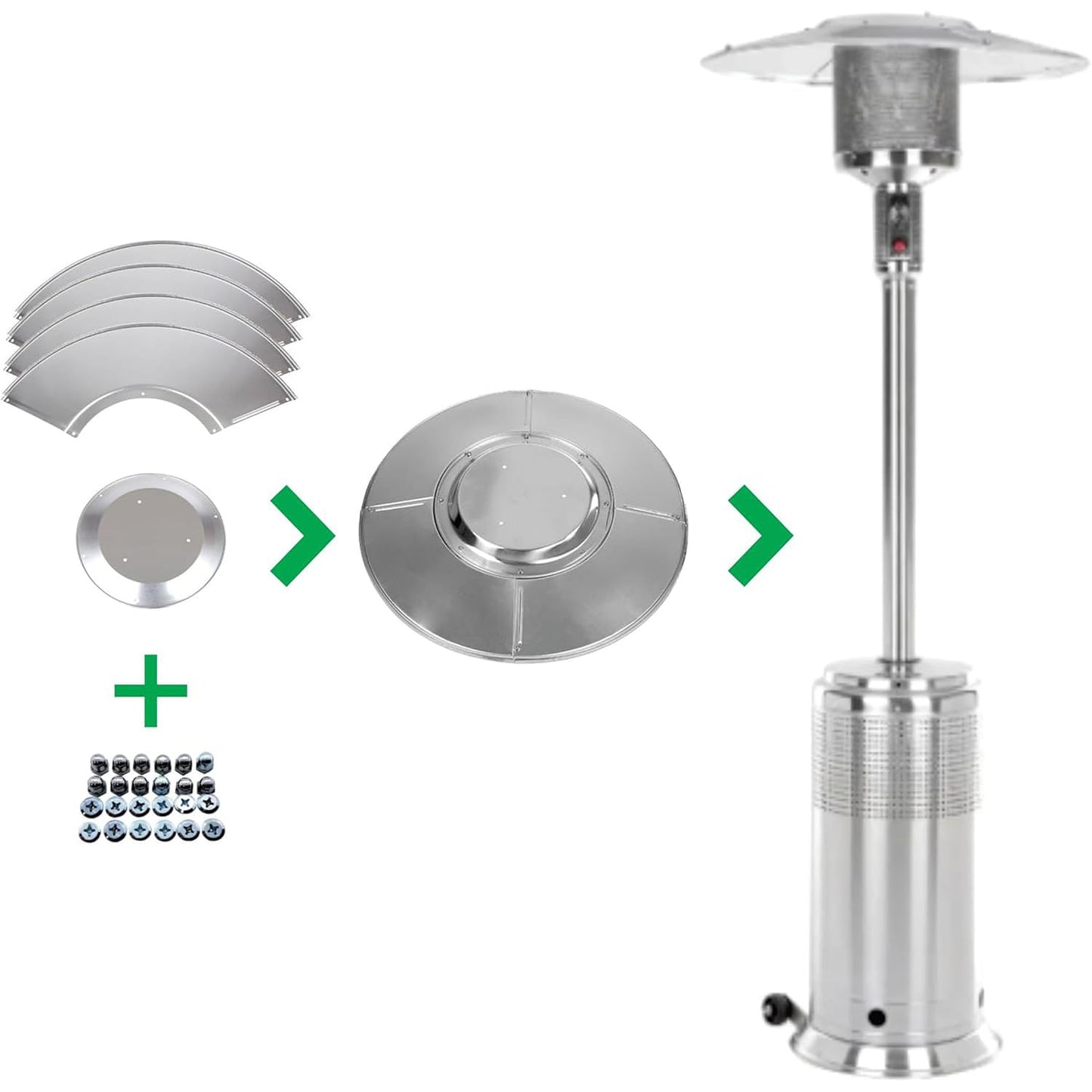 Fire Sense 61956 Patio Heater Premium Weatherproof Aluminum & Dust Proof Reflector Shield Extended Heat Range 32" Round Reflector