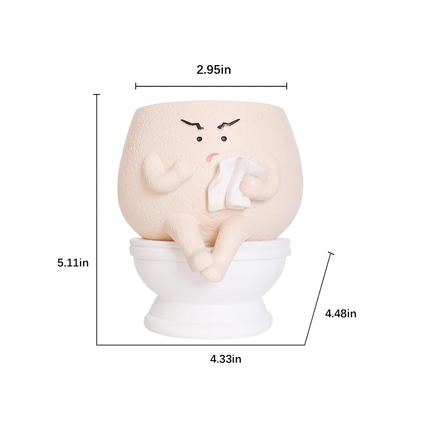NINIPAPA Funny Face Toilet Planter with Drainage Hole for Indoor Plants, Cute Self Watering Plant Pot for Succulent Flower Pots, Unique Head Planters Gift on Birthday Christmas
