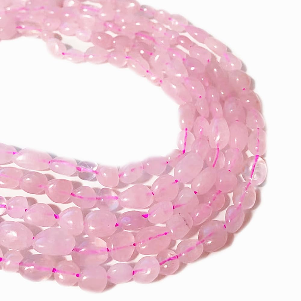 jodaying 6-8mm Natural Rose Quartz Nuggets Oval Free Tumbled Pebble Semi Precious Gemstone Loose Stone Beads Approx 15.5 inch for DIY Jewelry Making