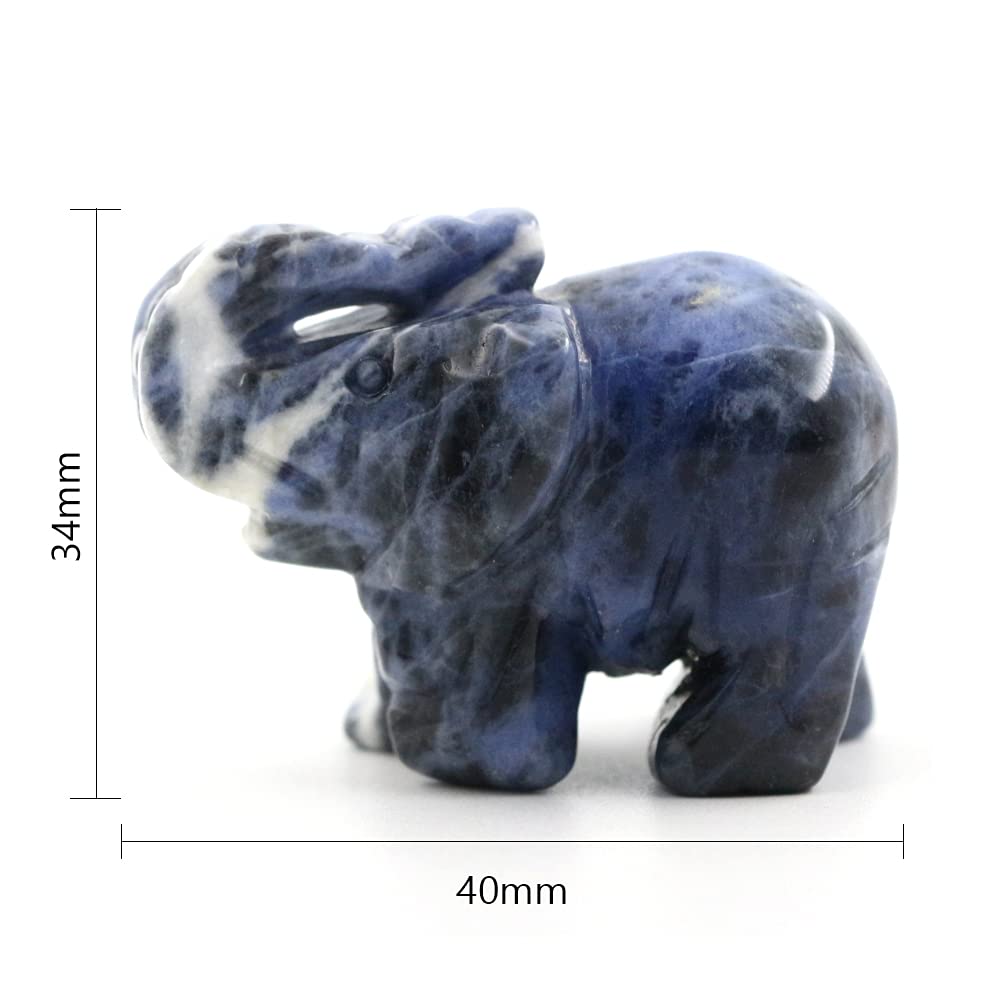 Ouubuuy Sodalite Crystal Elephant Pocket Guardian Figurine Elephant Statue 1.5 inch for Healing Reiki Spiritual Gift Cute Meditation Office Room Desk Decor