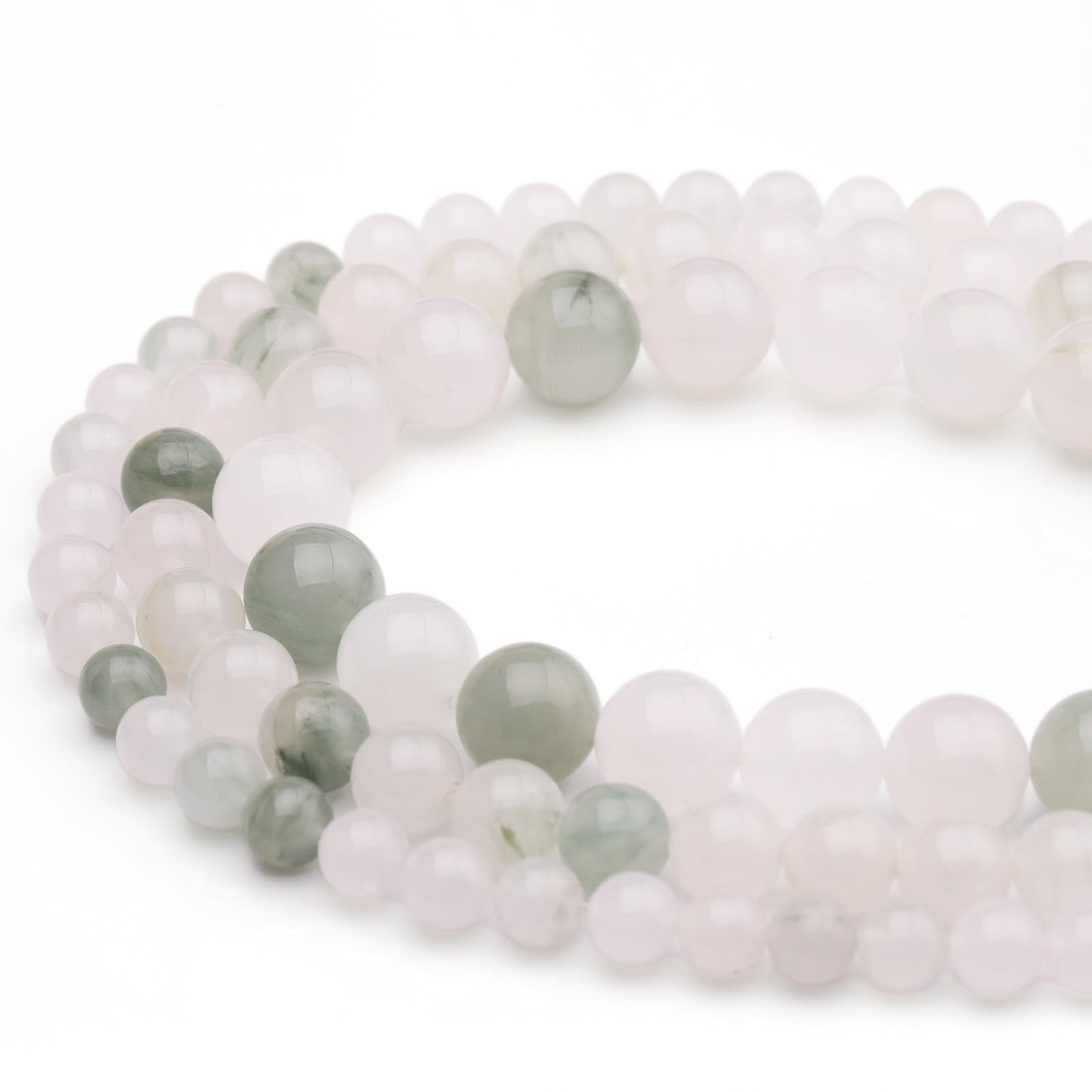 6mm Natural Stone Beads 65pcs White Jade Jasper Polished Round Smooth Crystal Loose Gemstone Beads for Jewelry Making DIY Bracelet Necklace Earring Crafts Supplies