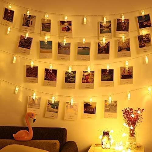Magnoloran 20 Photo Clip String Lights LED Fairy Twinkle Lights for Hanging Pictures,Home Wall Halloween Thanksgiving Christmas Party Wedding Festival Indoor Outdoor Decor