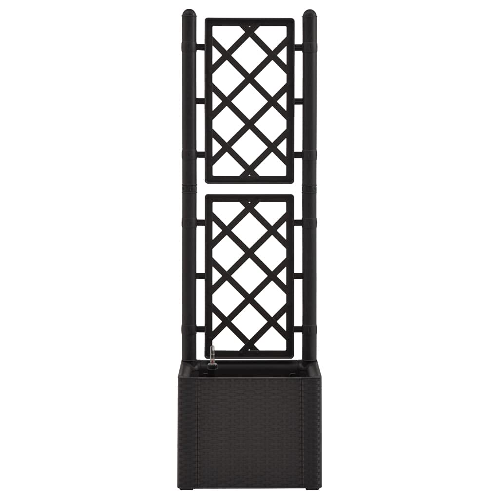 Makastle Garden Raised Bed with Trellis and Self Watering System Plastic Climbing Planter Rattan Design Planter Container Flower Box Garden Decoration 16.9" x 16.9" x 55.9"