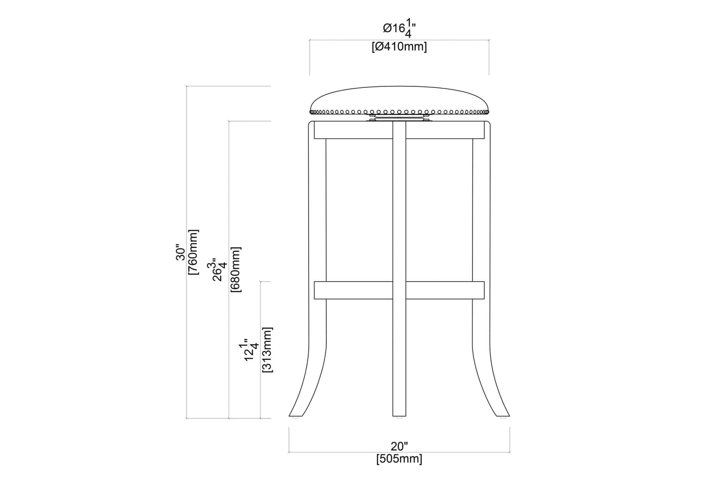 Boraam Cordova Bar Height Backless Swivel Kitchen Bar Stool - Cappuccino