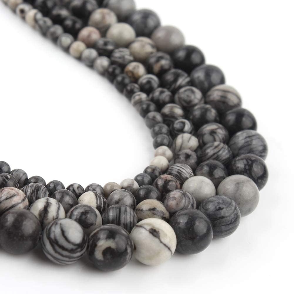 Yochus 60pcs Spider Web Beads，6mm Healing Power Natural Stone Round Loose Beads for Jewelry Making Earring Necklace DIY Crafts