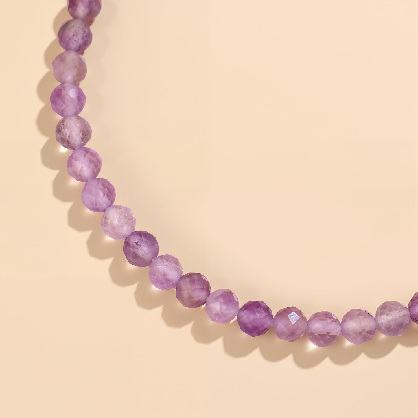 GolbalJew Natural Gemstone Beads Bracelets Healing Crystal Stone Beaded Bracelet for Women Men Handmade Spiritual Jewelry Gifts, 4mm Amethyst Faceted Round Beads