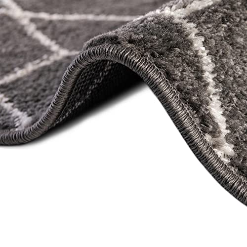 Unique Loom Trellis Frieze Collection Area Rug - Geometric (3' x 5' Oval, Dark Gray/ Ivory)