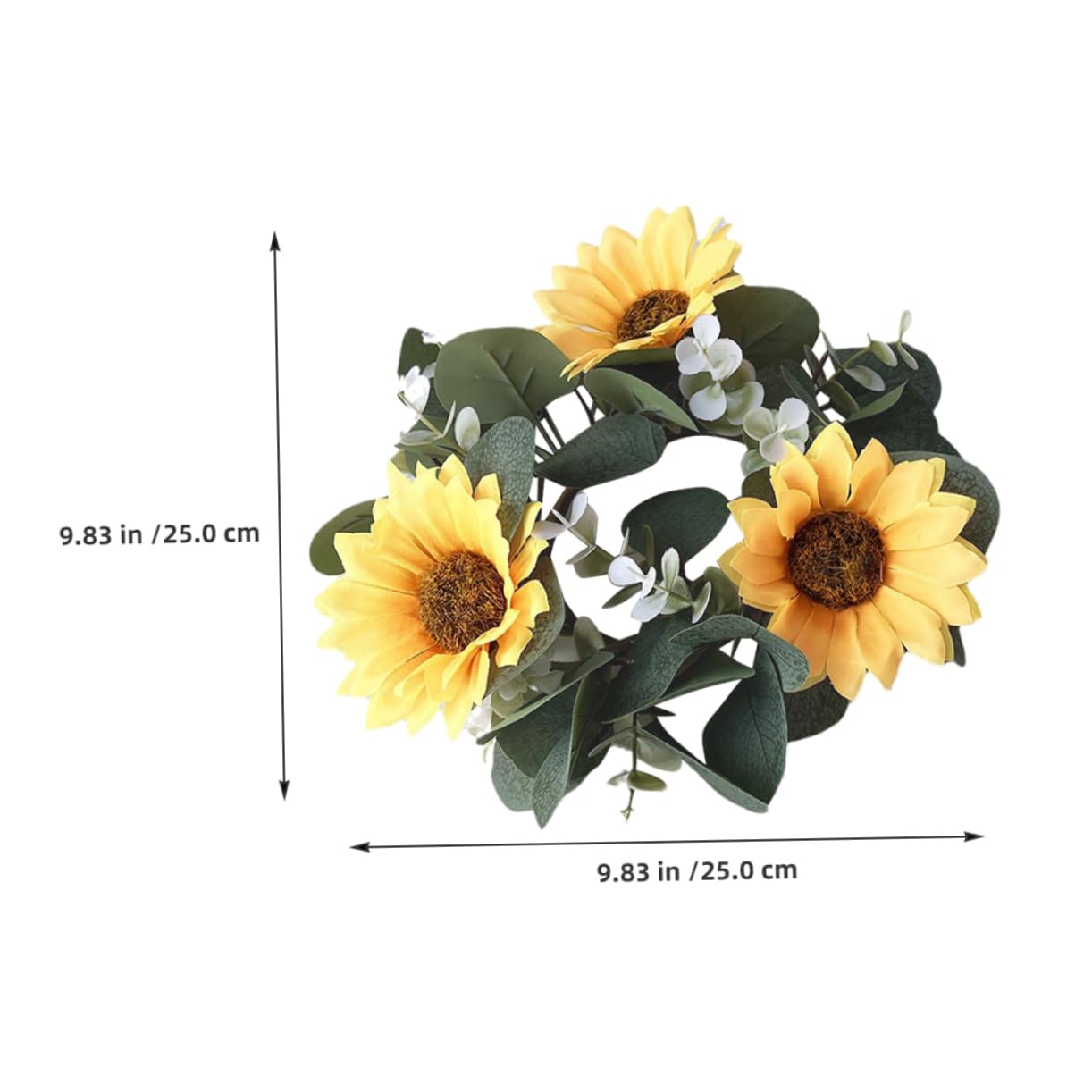 Ciieeo 2pcs Sunflower Eucalyptus Candle Wreaths for Spring Decor Lifelike Floral Centerpieces for Weddings and Home Farmhouse Style Candle Decoration