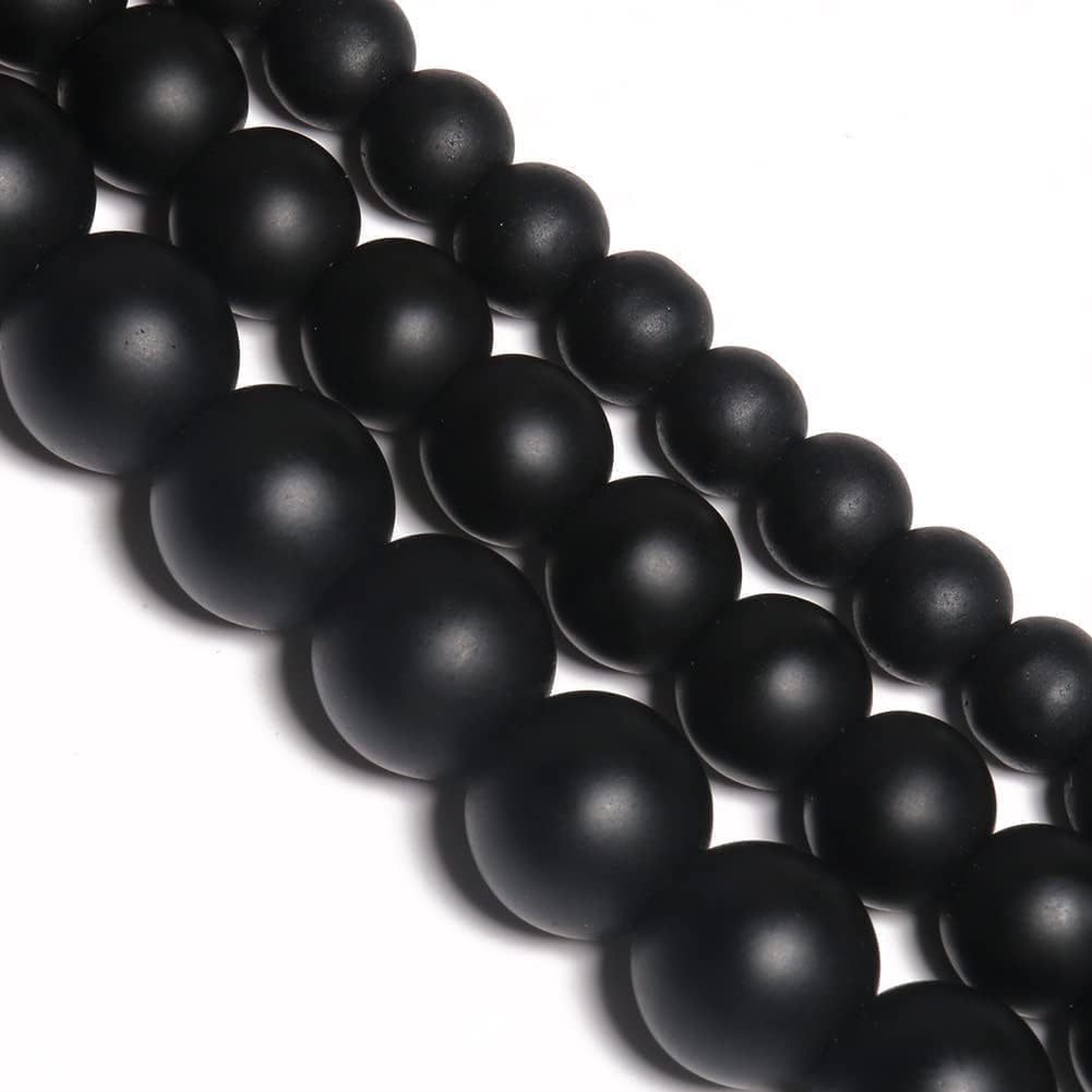 Yochus 45pcs Black Matte Onyx Agates Beads，8mm Healing Power Natural Stone Round Loose Beads for Jewelry Making Earring Necklace DIY Crafts