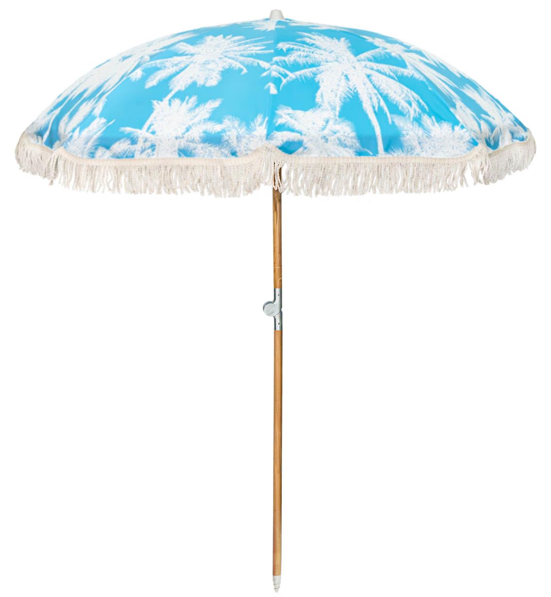 STANDERECT 6.5Ft Boho Beach Umbrella with Fringe, Tassel Umbrellas with Tilting Wood Pole & Carrying Bag, UPF 50+ for Beach (Palm)