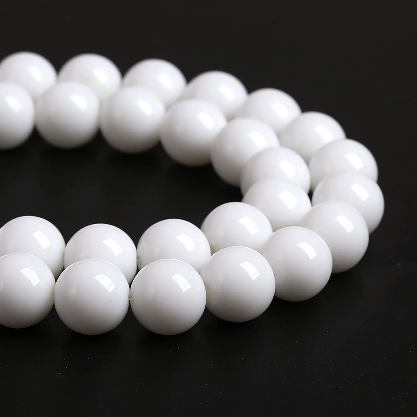 6mm 60PCS White Porcelain Agate Round Spacer Loose Beads for Jewelry Making DIY Bracelet Necklace 15 inches