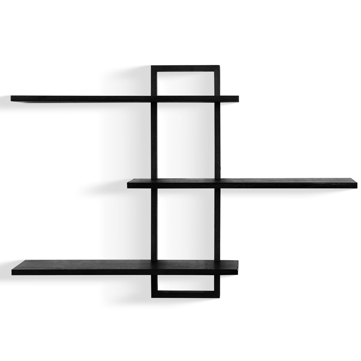 PHOENANCEE 3 Tier Wall Shelves,Decorative Floating Shelf for Wall,Plants Photo Shelf Storage Display Shelving Wood for Living Room Bedroom Kitchen Home Office Decor,Modern,Large,22 Inch(Black)