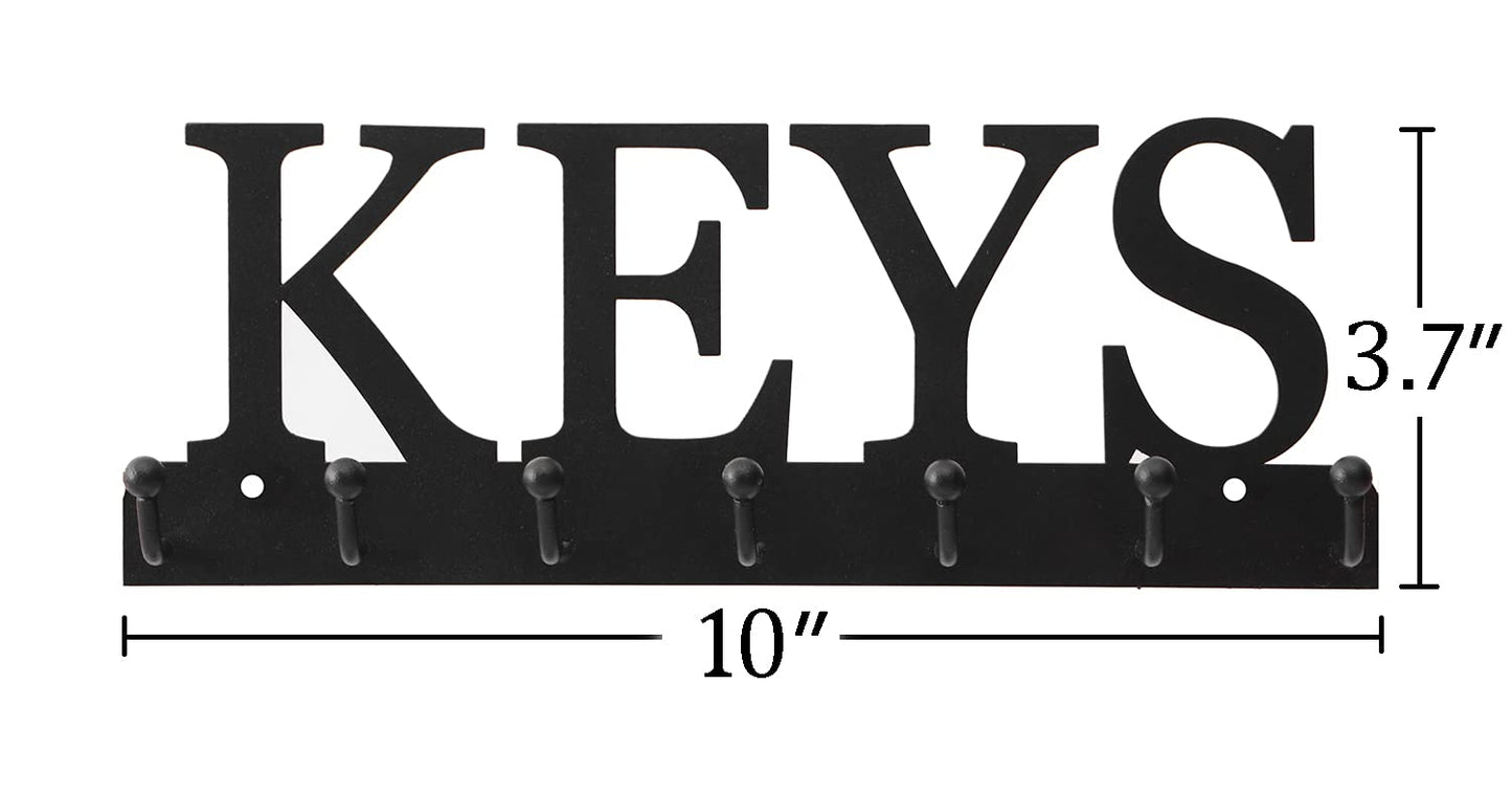 Lixgifts Key Holder Wall Mounted Key Hooks for Wall Decorative with 7 Hooks Black Metal Key Organizer Rack Hanger for Entryway, Front Door, Hallway, Office 10X3.7 inches